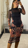Vestido Tule Midi Estampado COLCCI