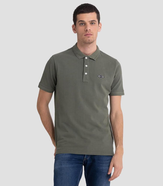 POLO SHIRT WITH PRINT AND CONTRASTING-COLOURED BUTTONS REPLAY