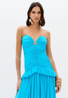 Vestido Longo Franzido Folho LANÇA PERFUME