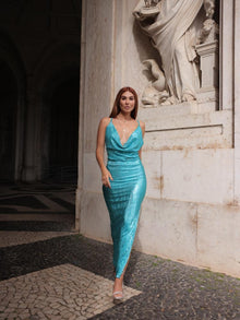  Vestido Longo Plissado SWALLOW