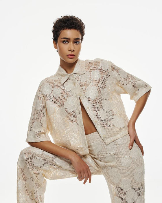 Camisa Crop Bordado Floral ACCESS
