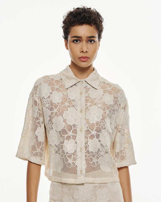 Camisa Crop Bordado Floral ACCESS