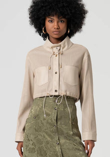  Jaqueta Cropped Tecido Vazado FRACOMINA