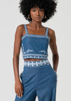 Top Cropped Chambray Bordados FRACOMINA