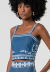 Top Cropped Chambray Bordados FRACOMINA