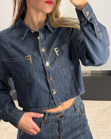  Camisa Cropped Jeans FRACOMINA