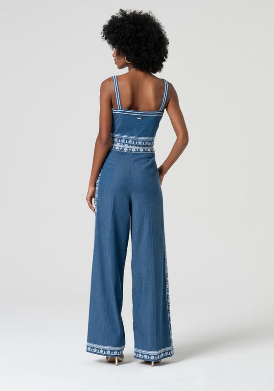 Calças Chambray Bordado FRACOMINA