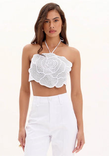  Top Cropped Flor Strass LANÇA PERFUME