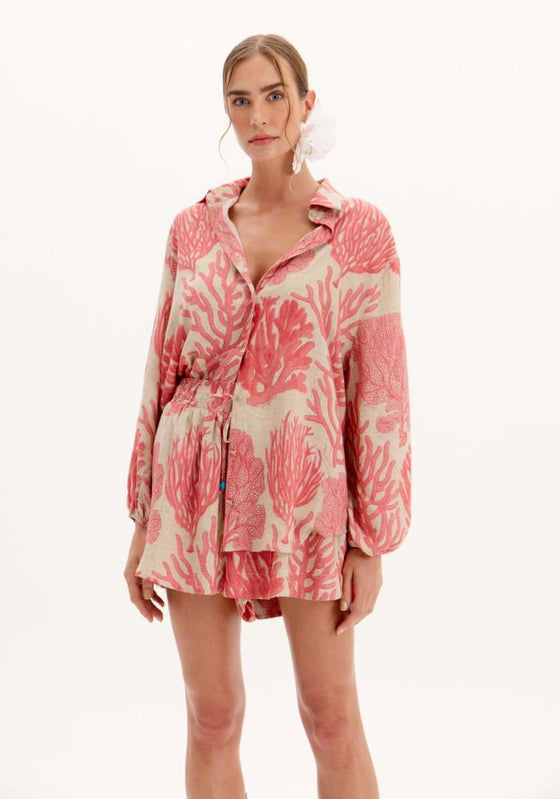 Camisa Linho Corais Nature LANÇA PERFUME