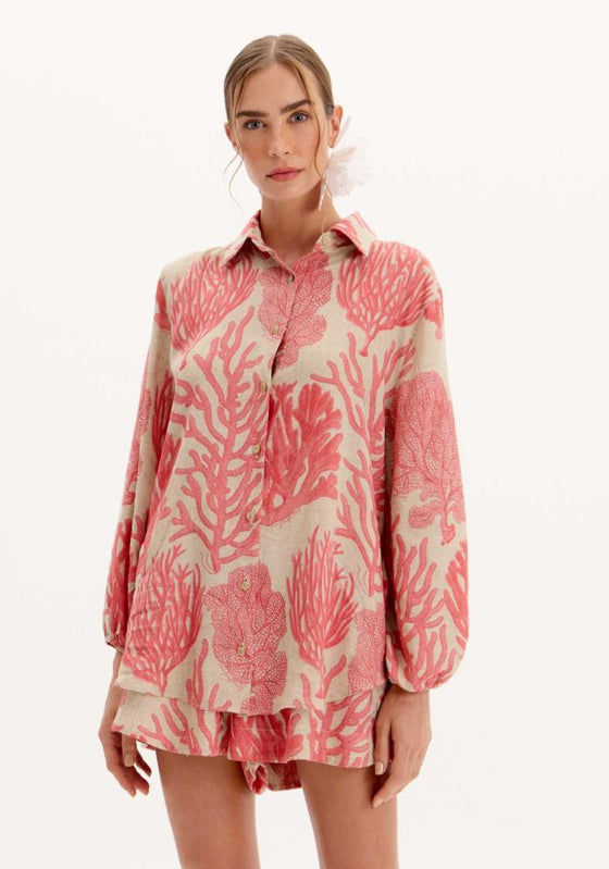 Camisa Linho Corais Nature LANÇA PERFUME