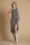 Vestido Midi às Riscas SAHOCO