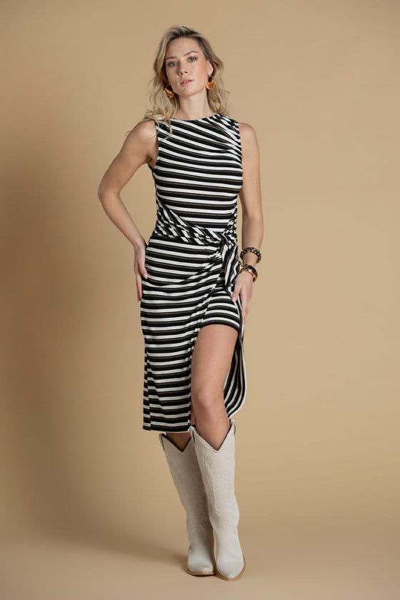 Vestido Midi às Riscas SAHOCO