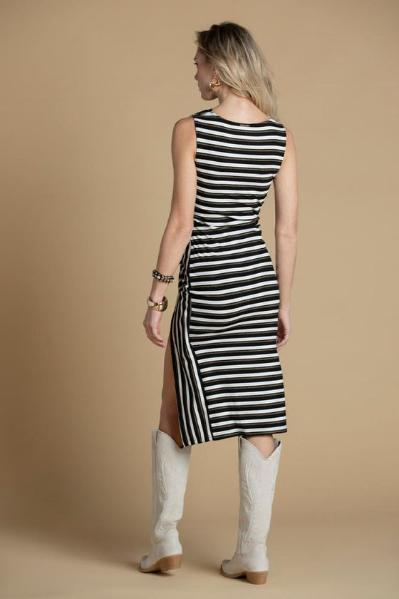 Vestido Midi às Riscas SAHOCO