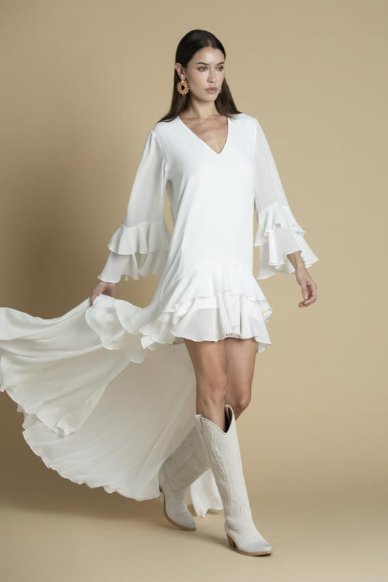 Vestido Assimétrico Folhos SAHOCO