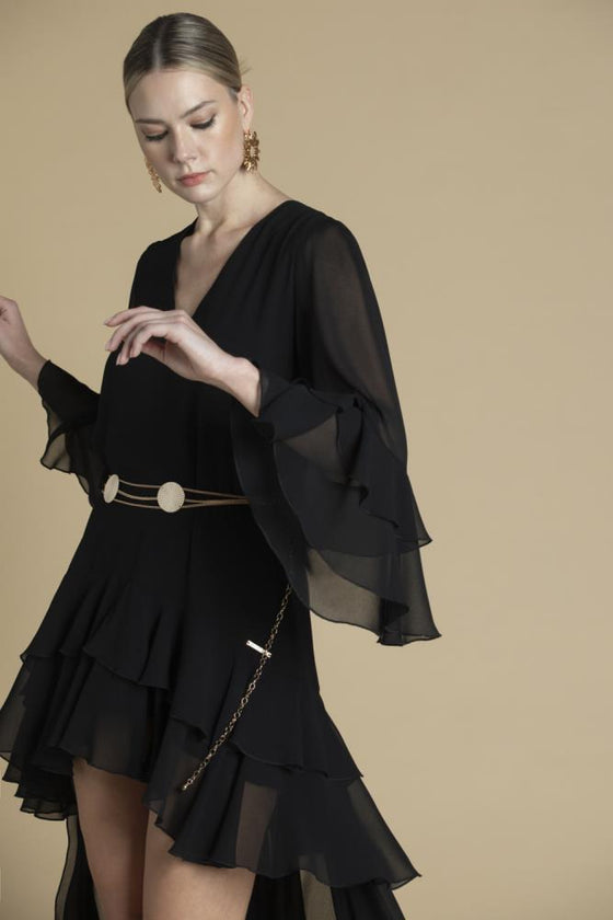 Vestido Assimétrico Folhos SAHOCO