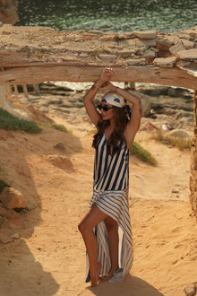  Vestido Riscas Acetinado SAHOCO