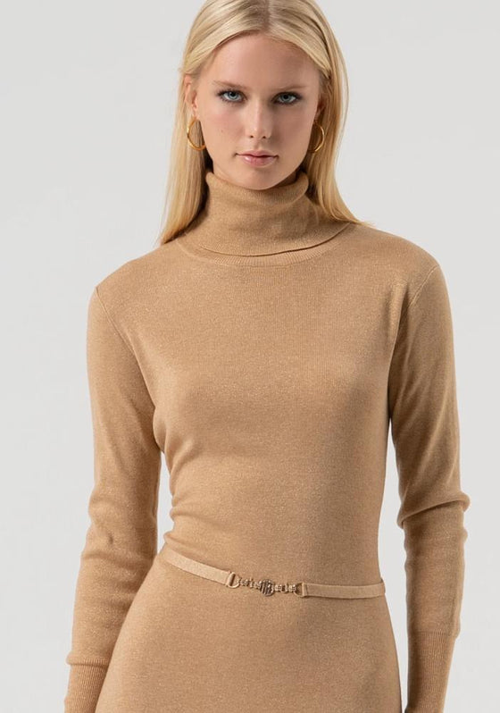 Vestido Malha Evasê Lurex FRACOMINA