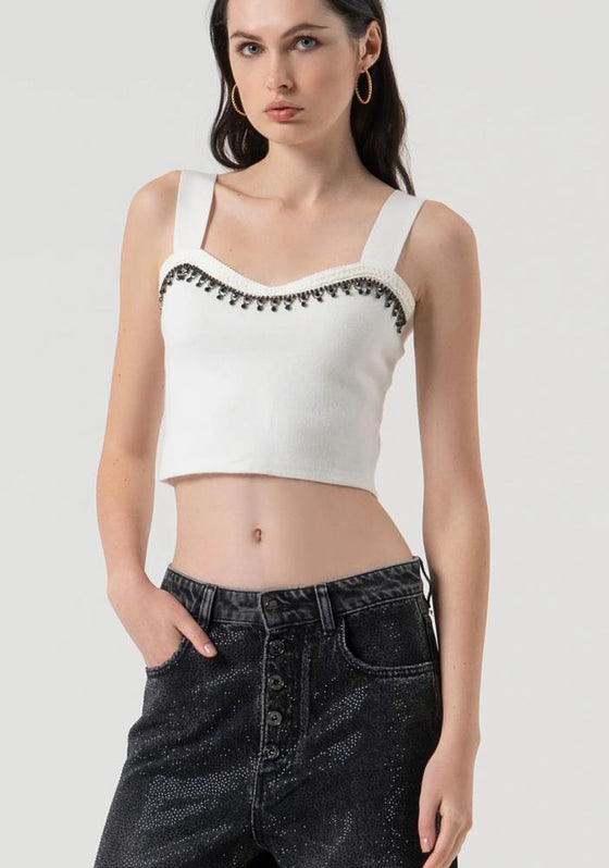 Top Malha Cropped Details FRACOMINA