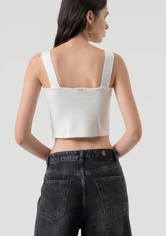 Top Malha Cropped Details FRACOMINA