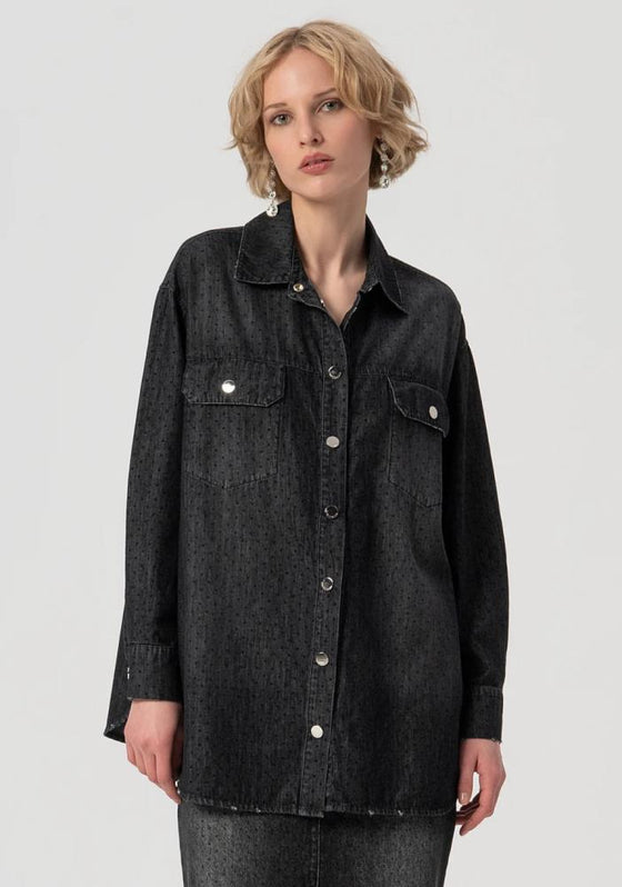 Camisa Over Fit Jeans Bolinhas FRACOMINA