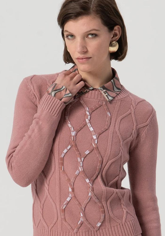 Camisola Malhas Tranças Lantejoulas FRACOMINA