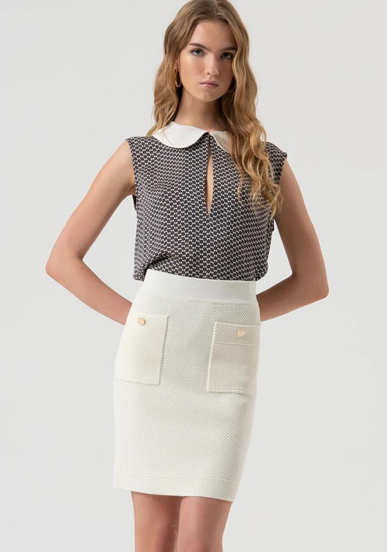 Conj. Saia e Camisola Malha Moss Stitch FRACOMINA