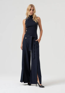  Calça Flare Tecido Listrado FRACOMINA