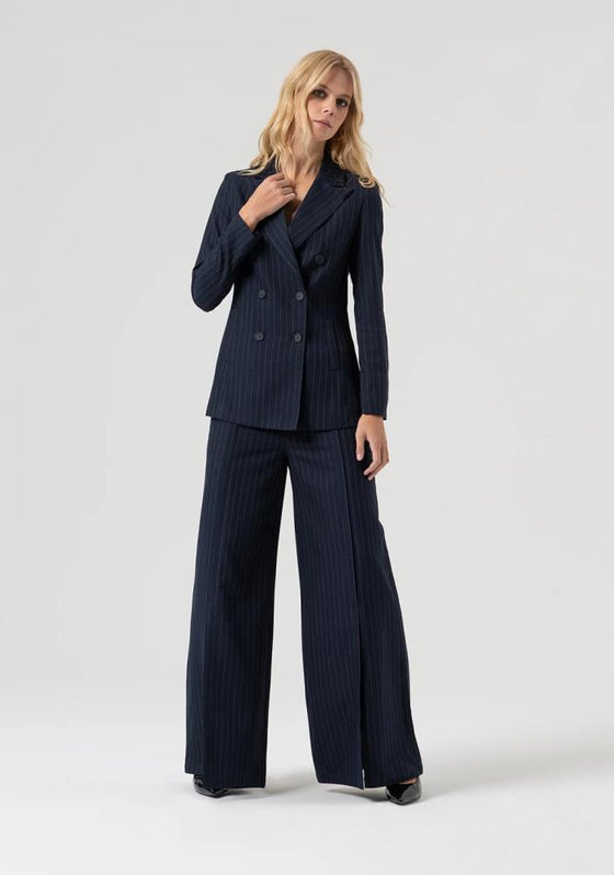 Calça Flare Tecido Listrado FRACOMINA