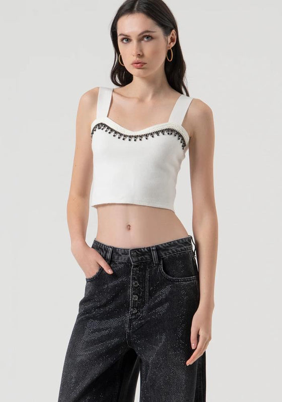 Calça Palazzo Wide Fit Strass FRACOMINA