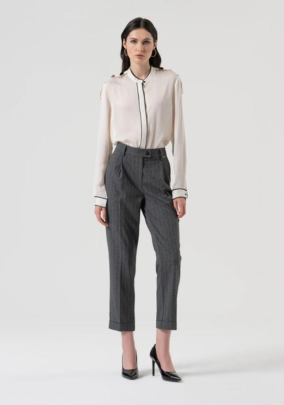 Calça Chino Risca Giz Strass FRACOMINA