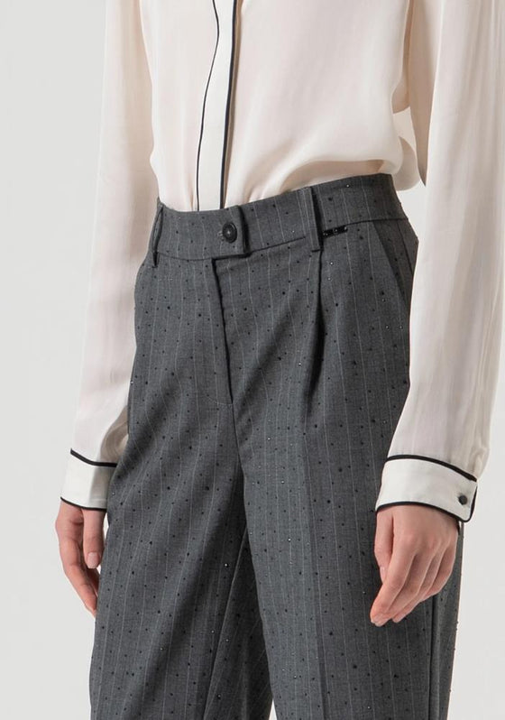 Calça Chino Risca Giz Strass FRACOMINA
