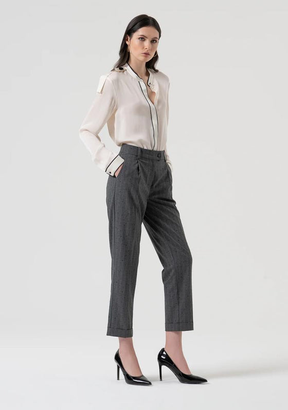 Calça Chino Risca Giz Strass FRACOMINA