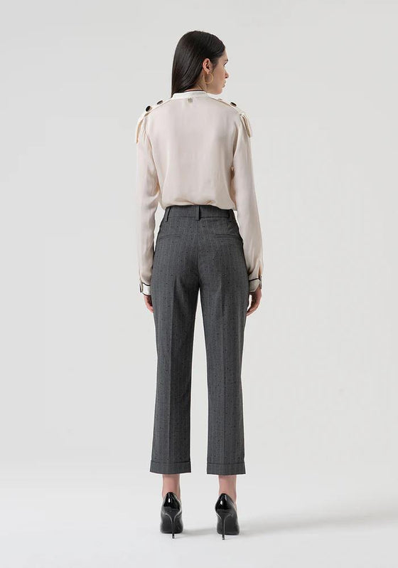 Calça Chino Risca Giz Strass FRACOMINA