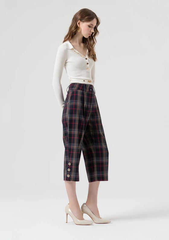 Calça Carrot Cropped Xadrez FRACOMINA