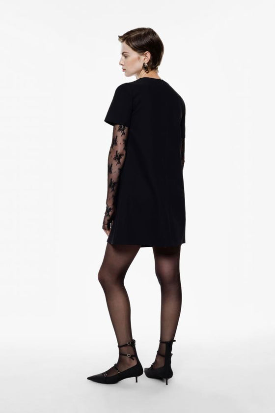 Vestido Mini com Manguitos Renda IMPERIAL