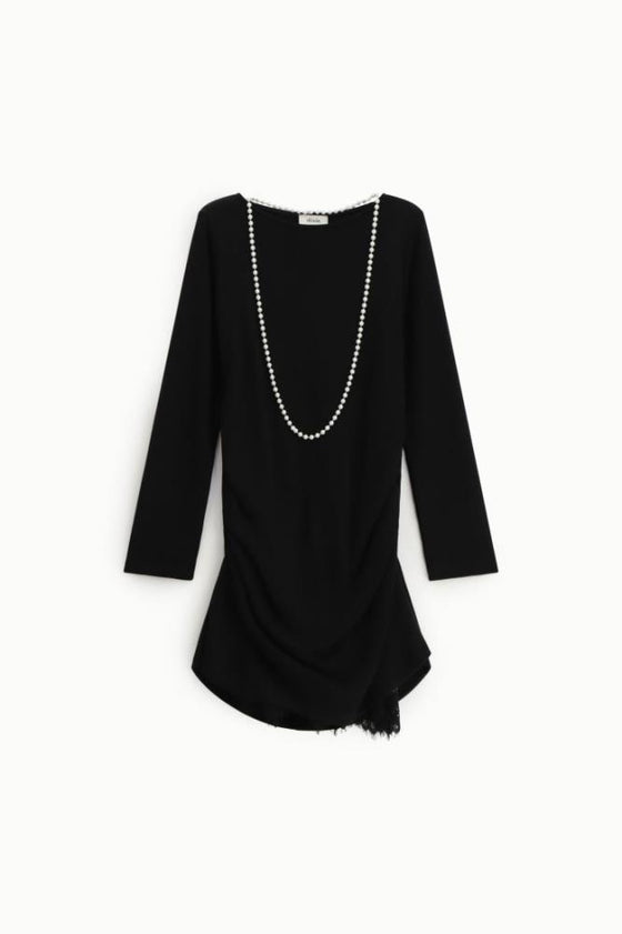 Vestido Drapeado Pérolas Renda DIXIE