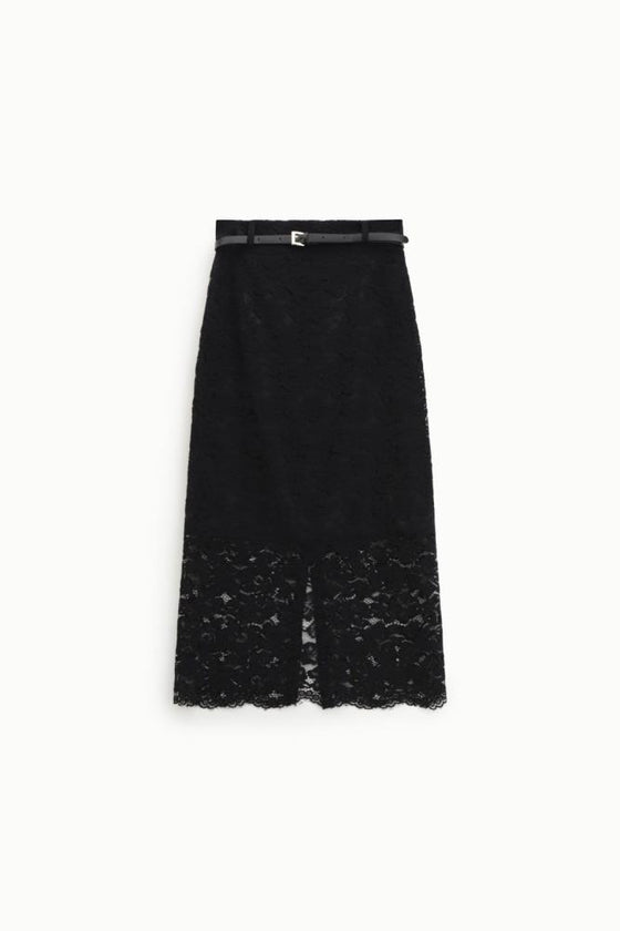 Saia Midi Renda com Cinto IMPERIAL