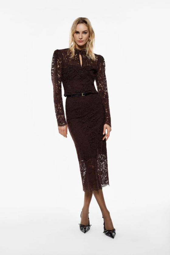 Saia Midi Renda com Cinto IMPERIAL