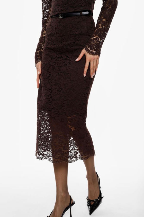 Saia Midi Renda com Cinto IMPERIAL