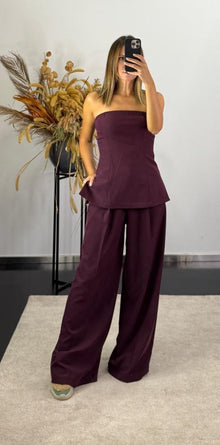  Conj Top Minimalista Evasê + Calça Palazzo IMPERIAL
