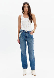  Calça Jeans Boyfriend Pérolas LANÇA PERFUME