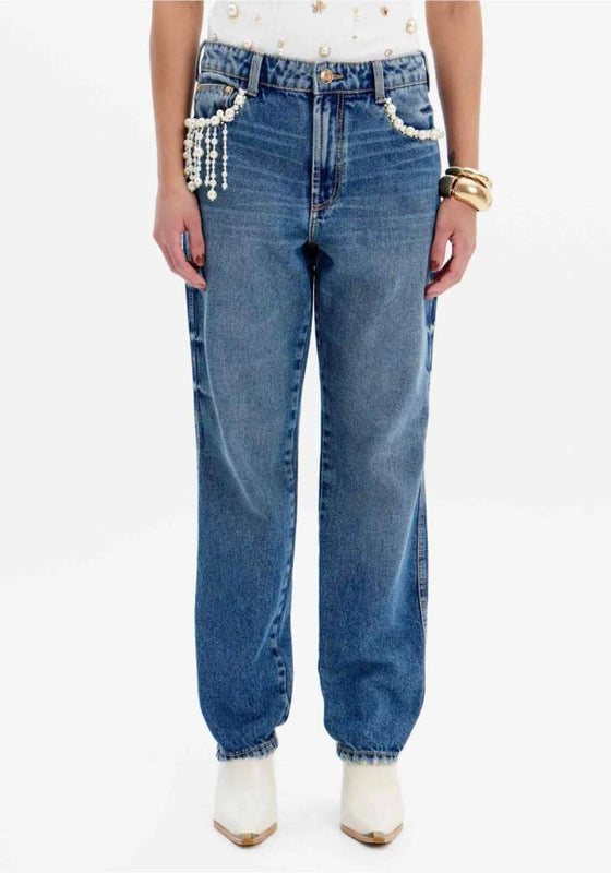 Calça Jeans Boyfriend Pérolas LANÇA PERFUME