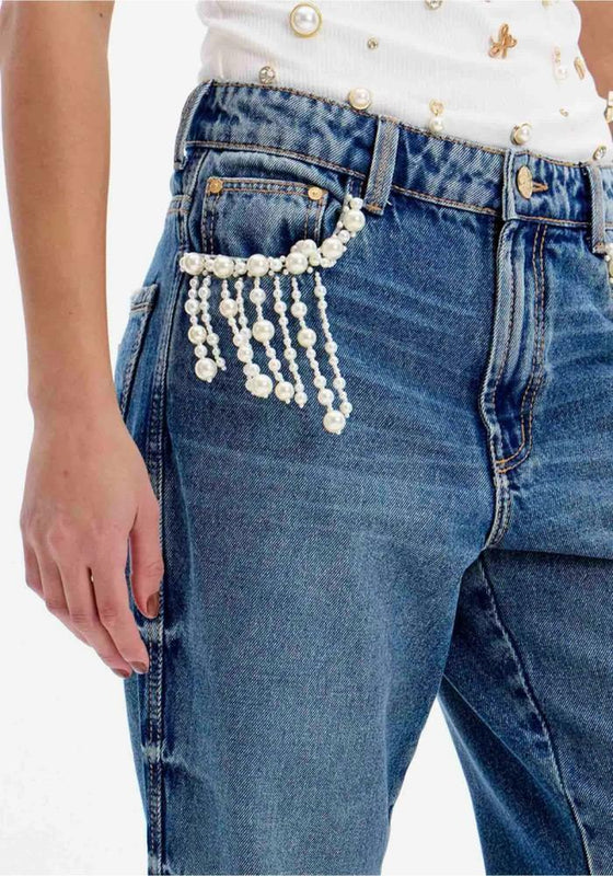 Calça Jeans Boyfriend Pérolas LANÇA PERFUME