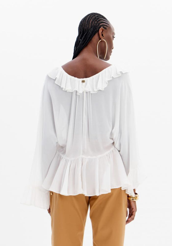Blusa com Folhos LANÇA PERFUME