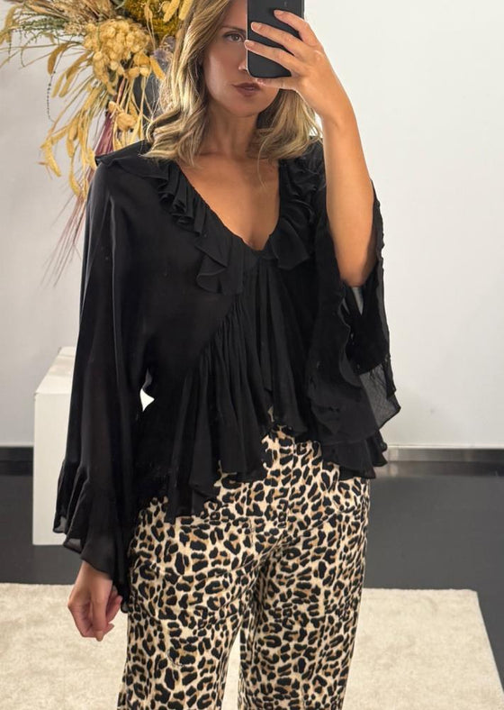Blusa com Folhos LANÇA PERFUME