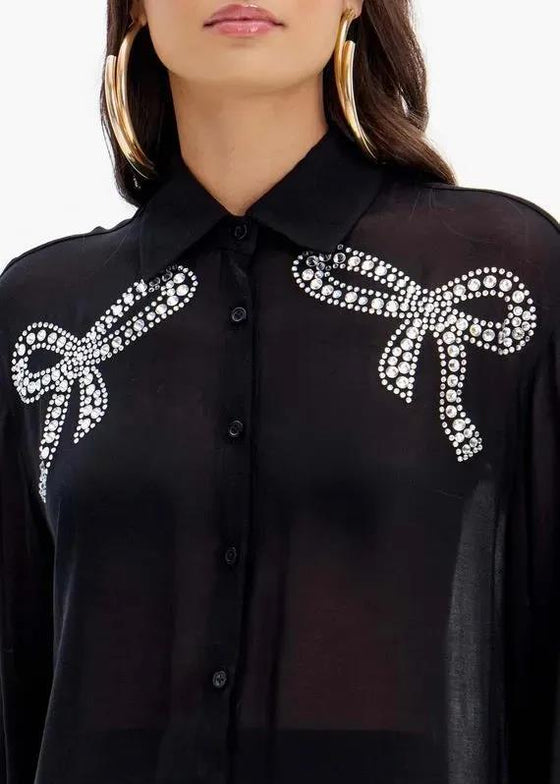Camisa Laço Strass LANÇA PERFUME