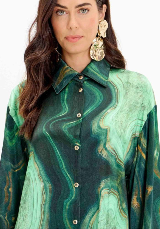Camisa Estampa e Mangas Flare LANÇA PERFUME