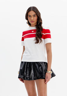  T-shirt Risca com Ombro LANÇA PERFUME