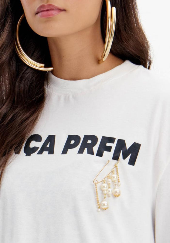 T-shirt Logo e Pérolas LANÇA PERFUME