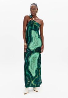  Vestido Longo Estampado C/ Argola LANÇA PERFUME